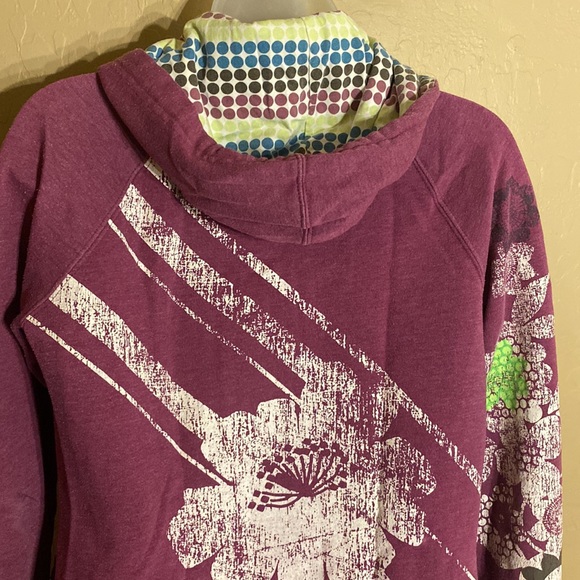 ROXY Medium FULL ZIP HOODIE snap hem Roxy tags polka-dot lined hoodie - Picture 3 of 14